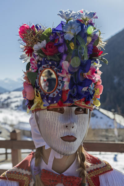 Aosta Valley,Gran San Bernardo Valley,Saint-Oyen,Italy, Europe. Alpine carnival Coumba Freida of Saint-Oyen