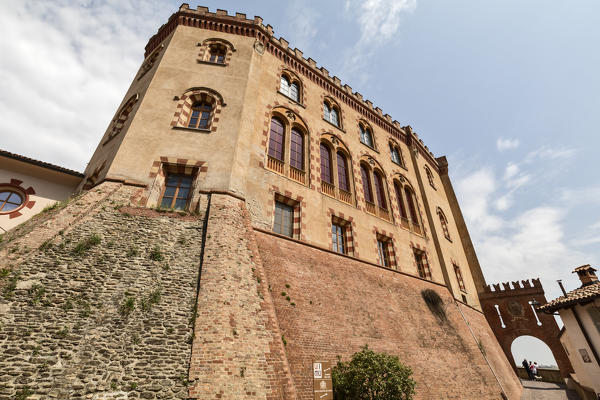 Langhe, Cuneo district, Piedmont, Italy. Langhe wine region, Barolo caste, entrance Wimu wine museum
