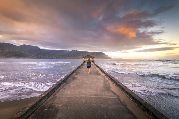 Hanalei Pier, Northern shore of Kauai island, Hawaii, USA