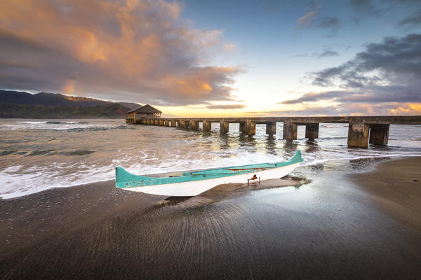 Hanalei Pier, Northern shore of Kauai island, Hawaii, USA