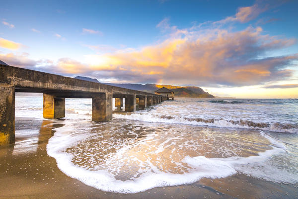 Hanalei Pier, Northern shore of Kauai island, Hawaii, USA