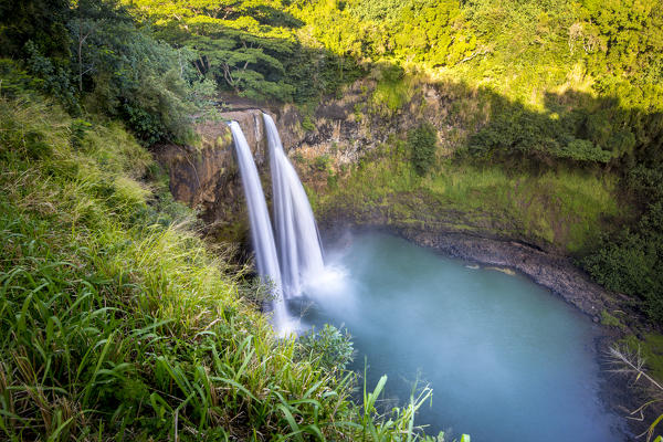 Wailua falls, Wailua river state park, Kauai island, Hawaii, USA