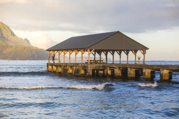 Hanalei Pier, Northern shore of Kauai island, Hawaii, USA