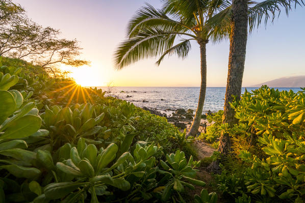 Sunset in Maui near Kihei, Maui Island, Hawaii, USA