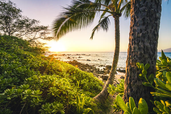 Sunset in Maui near Kihei, Maui Island, Hawaii, USA