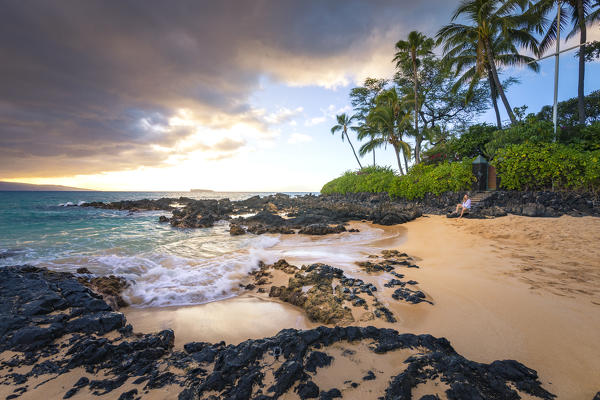 Sunset in Maui near Kihei, Maui Island, Hawaii, USA