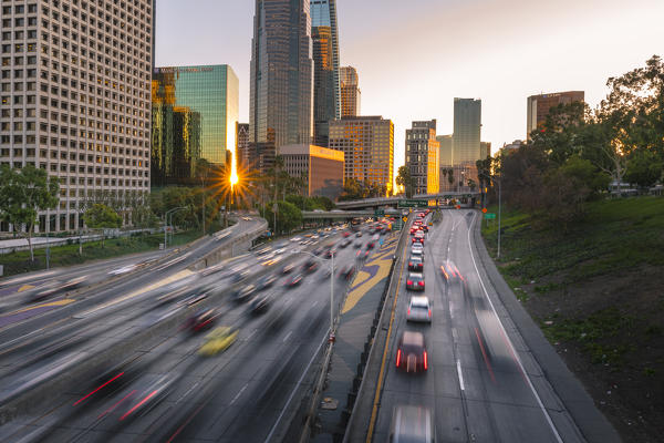 Los Angeles Downtown and its freeways. Los Angeles, California, USA