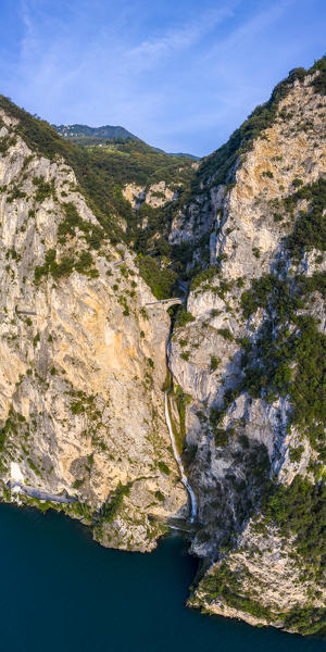 The famous Strada della Forra, a scenic road on Garda Lake western side. Brescia province, Lombardy, Italy