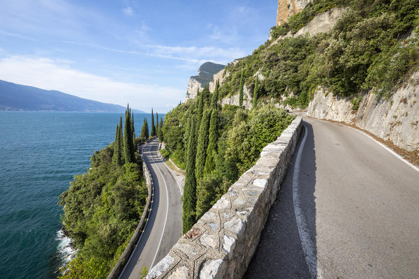 Strada della Forra and SS gardesana occidentale near Tremosine, Brescia province, Garda Lake, Lombardy, Italy