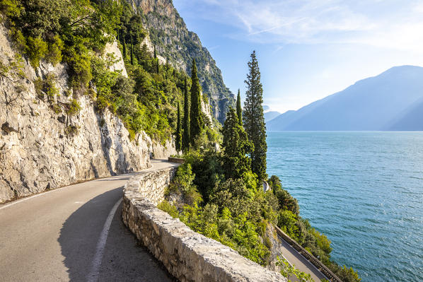 Strada della Forra and SS gardesana occidentale near Tremosine, Brescia province, Garda Lake, Lombardy, Italy