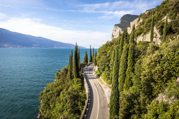 Strada della Forra and SS gardesana occidentale near Tremosine, Brescia province, Garda Lake, Lombardy, Italy