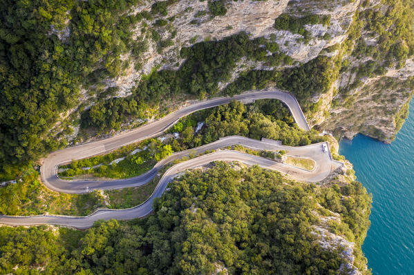 Strada della Forra and SS gardesana occidentale near Tremosine, Brescia province, Garda Lake, Lombardy, Italy