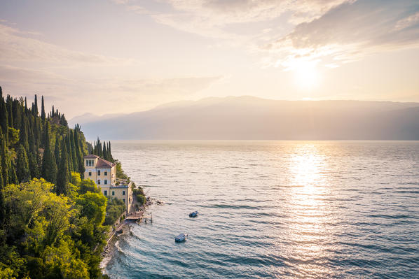 A villa on the western side of Garda Lake, near Toscolano Maderno village, Brescia province, Lombardy, Italy.