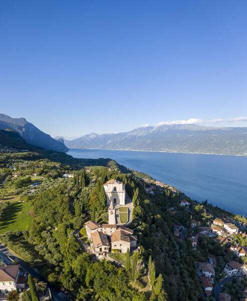 Gaino church over Garda Lake, Gaino, Brescia province, Garda Lake, Lombardy,  Italy