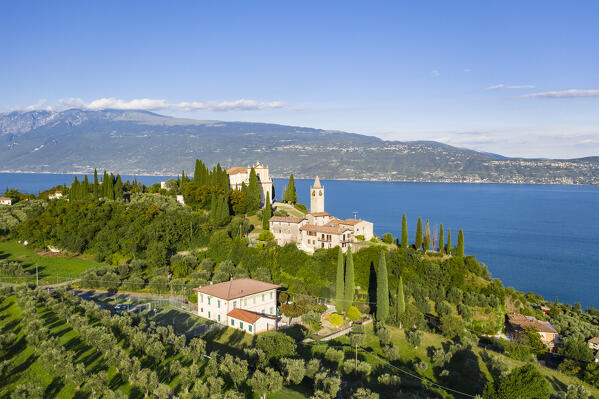 Gaino church over Garda Lake, Gaino, Brescia province, Garda Lake, Lombardy,  Italy