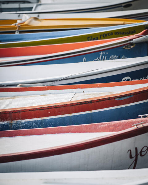 Boats into Garda harbour, Garda Lake, Verona province, Veneto, Italy