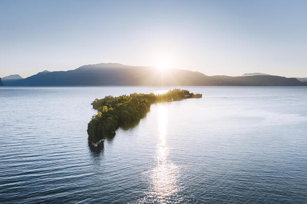 Borghese island and palace, Salò, Brescia province, Garda Lake, Lombardy, Italy 