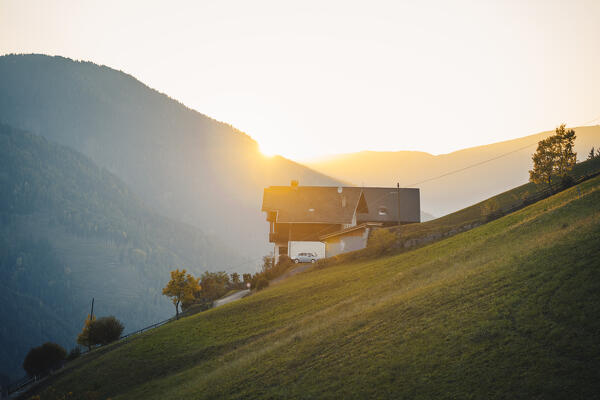 Sunset in Santa Magdalena Village, Funes Valley, South Tyrol, Italy