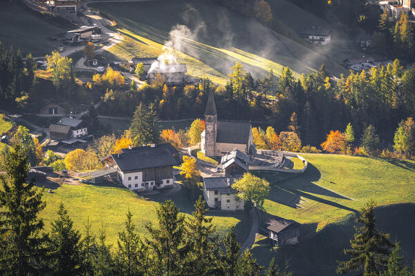 View of Santa Magdalena village,  Funes Valley, South Tyrol, Italy