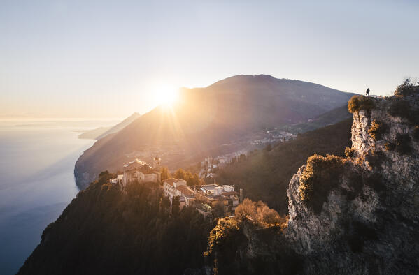 Eremo di Montecastello during Sunset, Tremosine, Garda Lake, Italy.