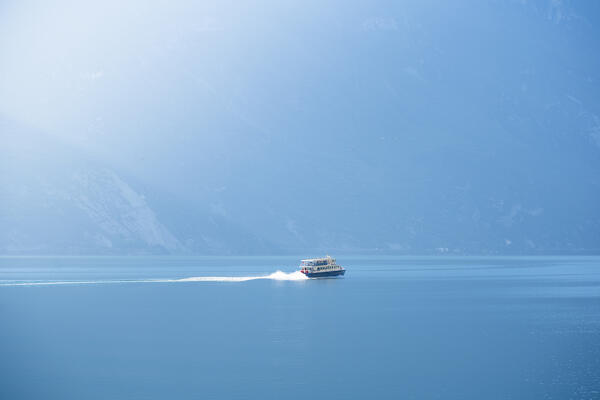 Fast boat on Garda Lake, Italy.