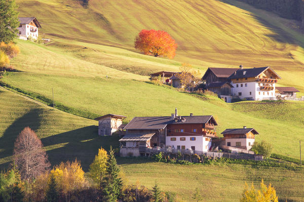 Small mountain village into the Funes Valley, Puez Odle Natural Park, South Tyrol, Italy