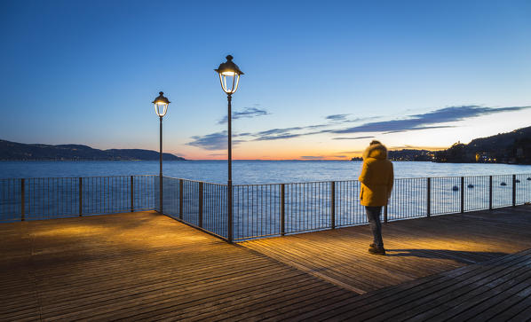 Gargnano village pier on Garda Lake, Brescia Province, Lombardy, Italy