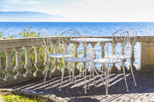 A terrace garden on Garda Lake, near Toscolano Maderno village, Brescia Province, Lombardy, Italy 