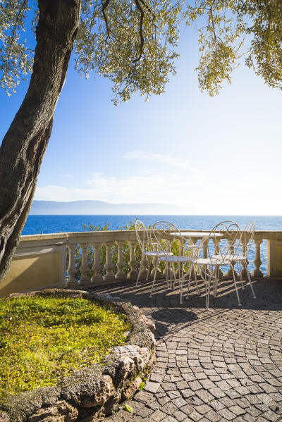 A beautiful terrace garden on Garda Lake, Toscolano Maderno, Brescia Province, Lombardia, Italy