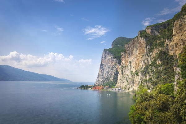 The SS45 road on Lake Garda coast. Tremosine, Lombardy, Italy.