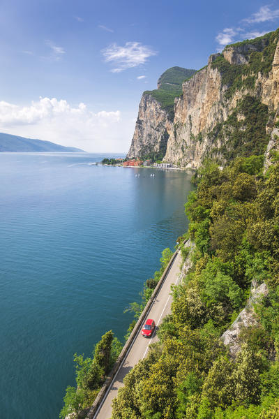 The SS45 road on Lake Garda coast. Tremosine, Lombardy, Italy.