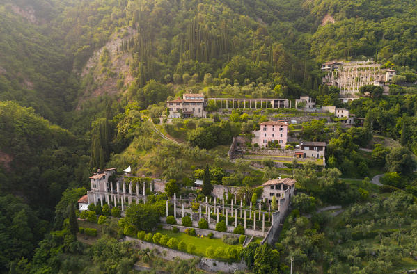 Garda Lake lemon house near Gargnano, on Garda Lake coastline. Brescia district, Lombardia, Italy