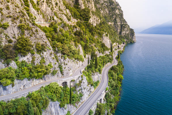 Strada della Forra, west side of Garda Lake. Tremosine, Brescia district, Garda lake, Lombardia, Italy