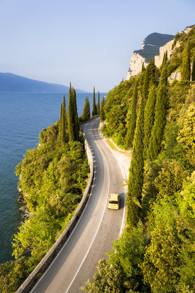 Scenic SS45 road on the west side of Garda Lake. Brescia district, Lombardia, Italy