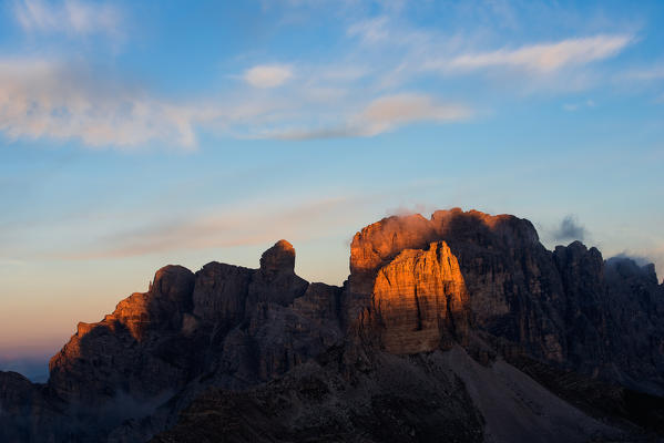 Sesto Dolomites, Trentino Alto Adige, Italy, Europe

The Dolomites, in the Park of the Three Peaks of Lavaredo, illuminated by the first rays of the rising sun