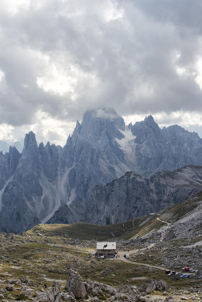 Sesto Dolomites,Belluno province, Veneto, Italy, Europe. Refuge Lavaredo and Cadini di Misurina