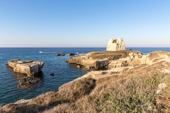 Ancient Aragonese Tower, Roca Vecchia, Melendugno village, Lecce district, Salento, Apulia, Italy