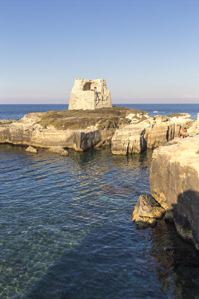 Ancient Aragonese tower, Roca Vecchia, Melendugno village, Lecce district, Salento, Apulia, Italy