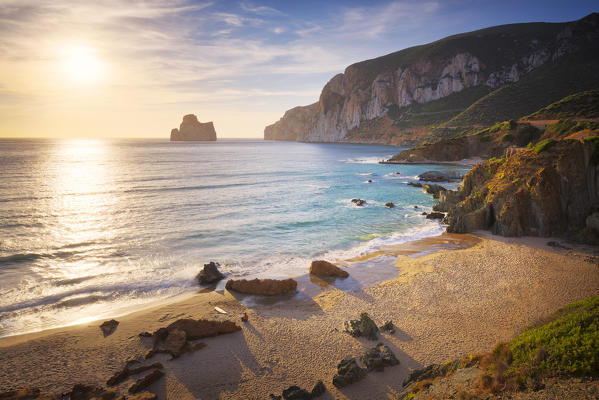 Waves at sunset on the Beach of Masua, Iglesias, Sud Sardegna