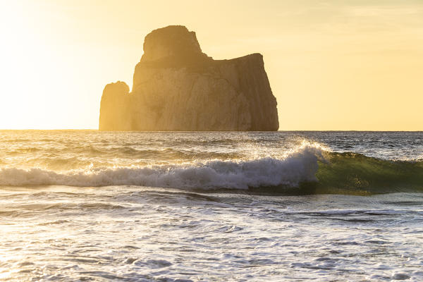 Waves at sunset on the Beach of Masua, Iglesias, Sud Sardegna