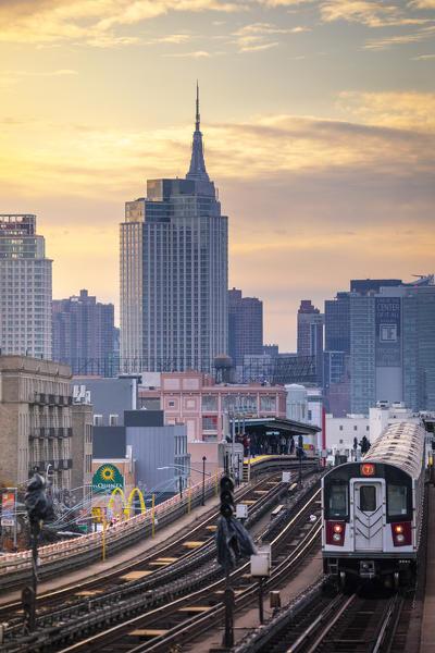 View of Manhattan from Queens train station Manhattan New York