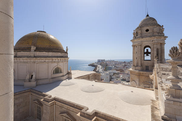 Overview of Cádiz Cathedral from the bell tower, Cádiz, province of Cádiz, Andalusia, Spain