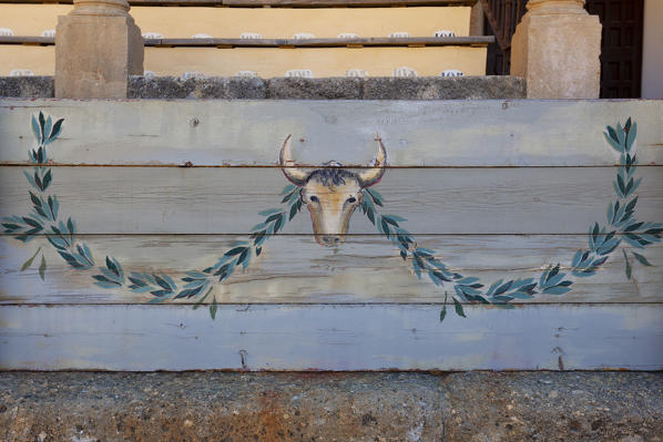 Decoration in the Ronda bullring, Plaza de Toros, Ronda, province of Málaga, Andalusia, Spain
