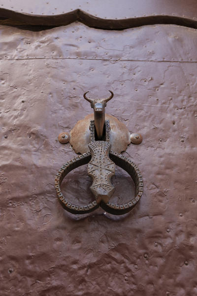 Doorknocker at the Ronda Bullring, Ronda, province of Málaga, Andalusia, Spain