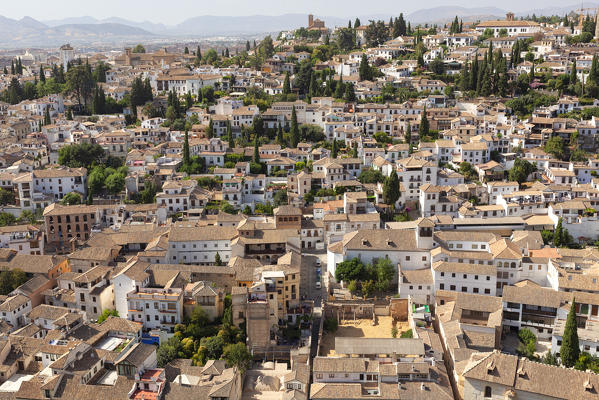 Overview of Albaicín neighborhood, Granada, province of Granada, Andalusia, Spain