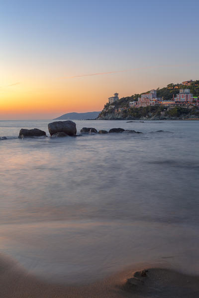 Sunset at Baia del Quercetano (Quercetano Bay), Castiglioncello, Livorno province, Tuscany, Italy.