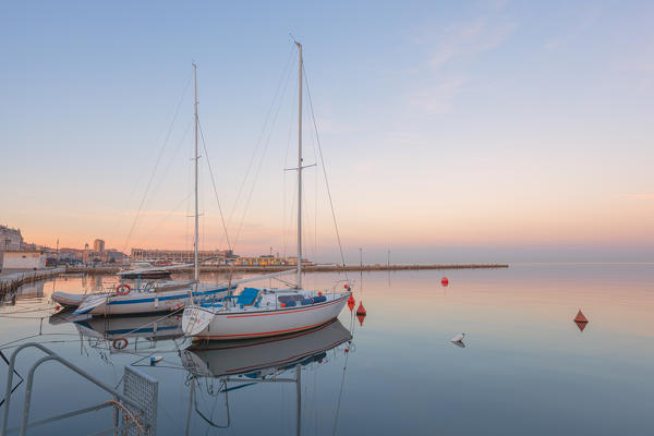 Dawn on the port of Riva Tre Novembre, Trieste, Friuli-Venezia Giulia, Italy