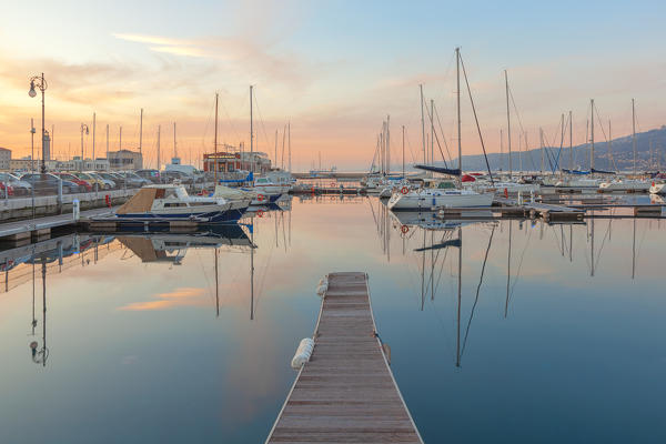 Sunset on the port of Trieste. Trieste, Friuli-Venezia Giulia, Italy