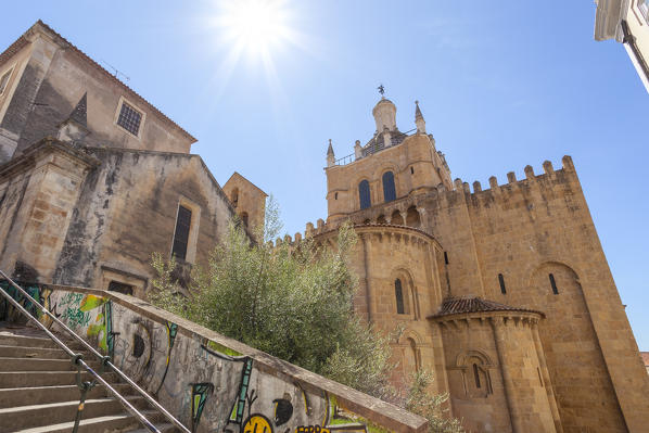 View of the Eastern facade of the Old Cathedral (Sé Velha) of Coimbra, Coimbra district, Centro Region, Portugal.
