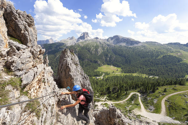 A hiker on the via ferrata 